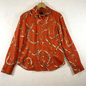 Talbots Womens‎ Equestrian Button Top Sz 6 Old Money Countryside Stretch